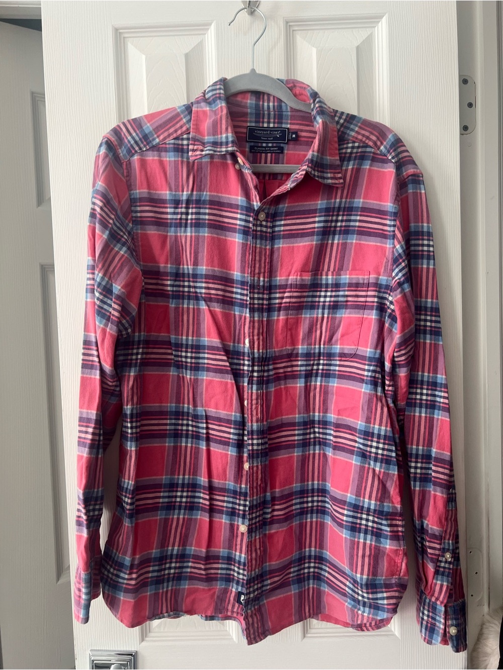 Vineyard Vines Pink and Blue Plaid Button-Down Shirt